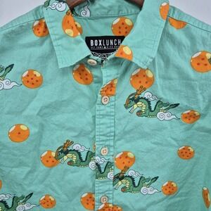 Box Lunch Dragon Ball Z Button Up‎ Shirt Sleeve Shirt Mens Size Medium Anime DBZ
